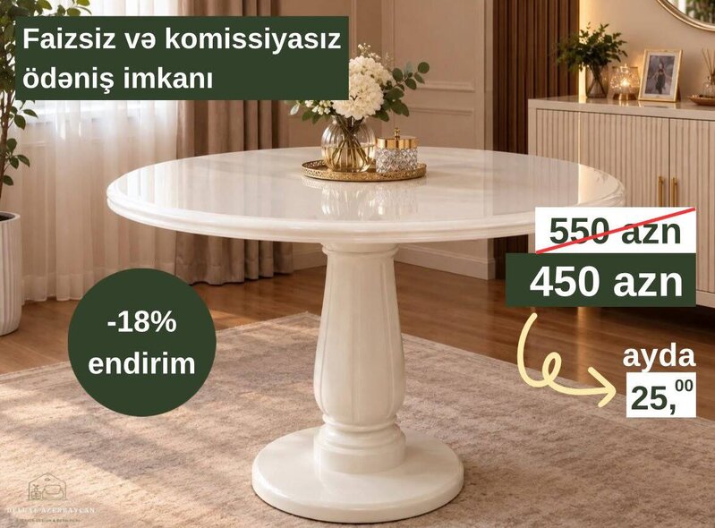 Lüks və şık yumru yemək masası Lüks və şık yumru yemək masası