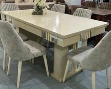 Qonaq otağı üçün, Yeni, Açılan, Dördbucaq masa, 6 stul