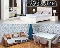 İkinəfərlik çarpayı, Termo, Dolab, 2 tumba, Türkiyə, Yeni